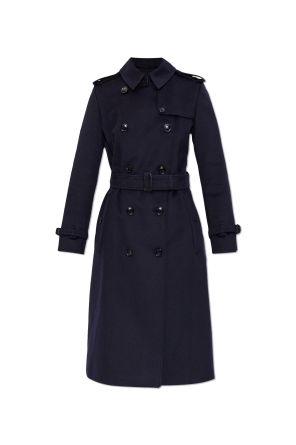 コート Alaia Double-Breasted Denim Coat Double-breasted coat in denim with cut-work and branded snap